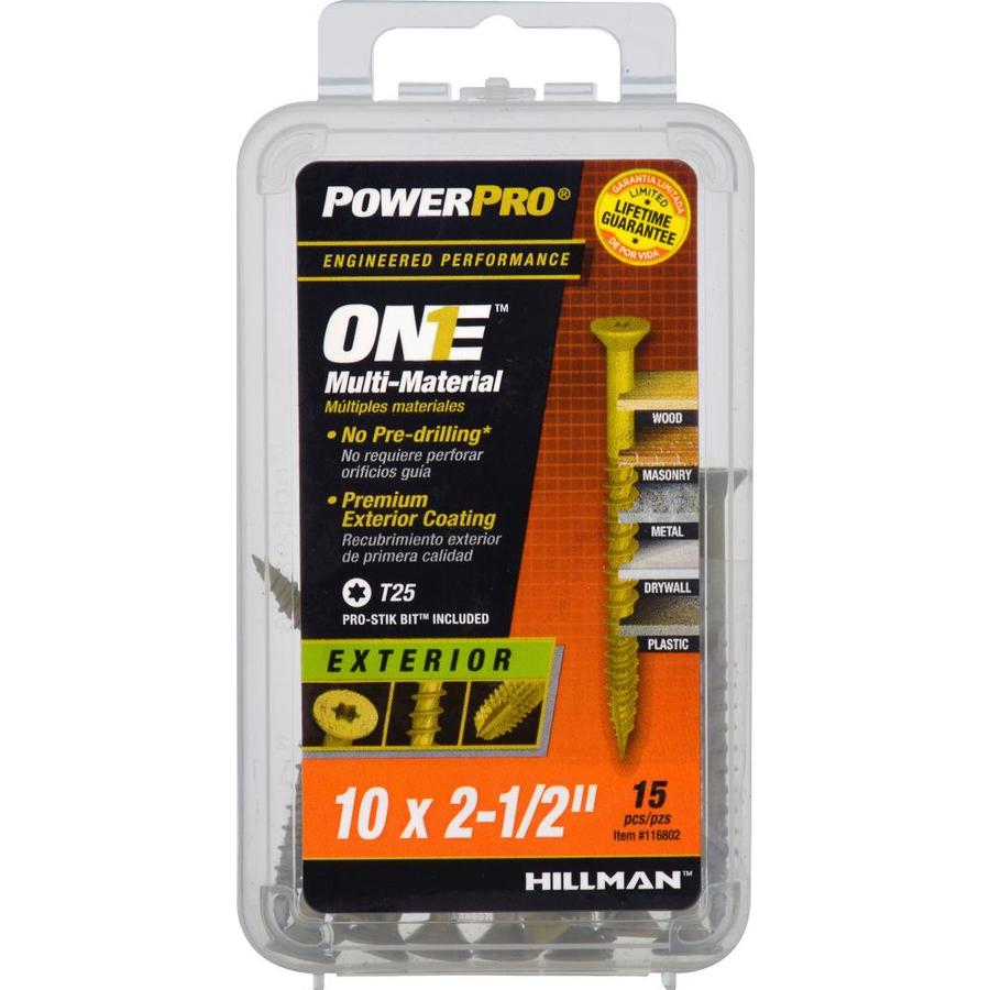 Hillman 116802 PowerPro One Multi-Material Exterior Screw, #10 x 2.5", 15-Pack