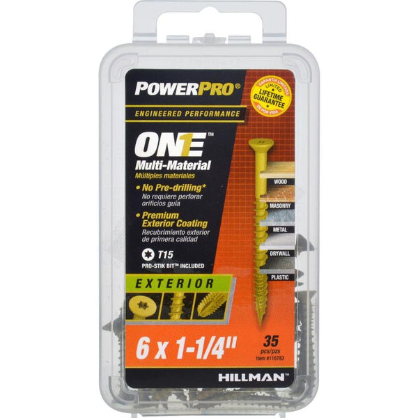 Hillman 116783 PowerPro One Exterior Multi-Material Screws, #6x1-1/4", 35-Pack