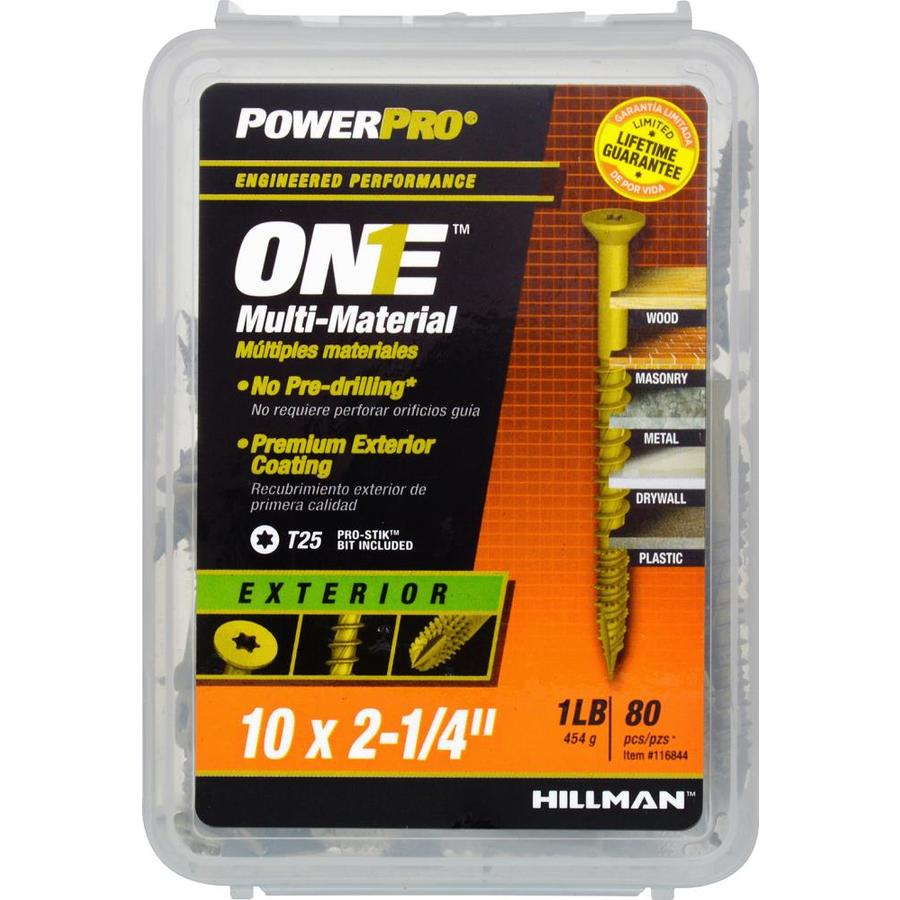 Hillman 116844 PowerPro One Multi-Material Exterior Screw, #10x2-1/4", 80-Pack