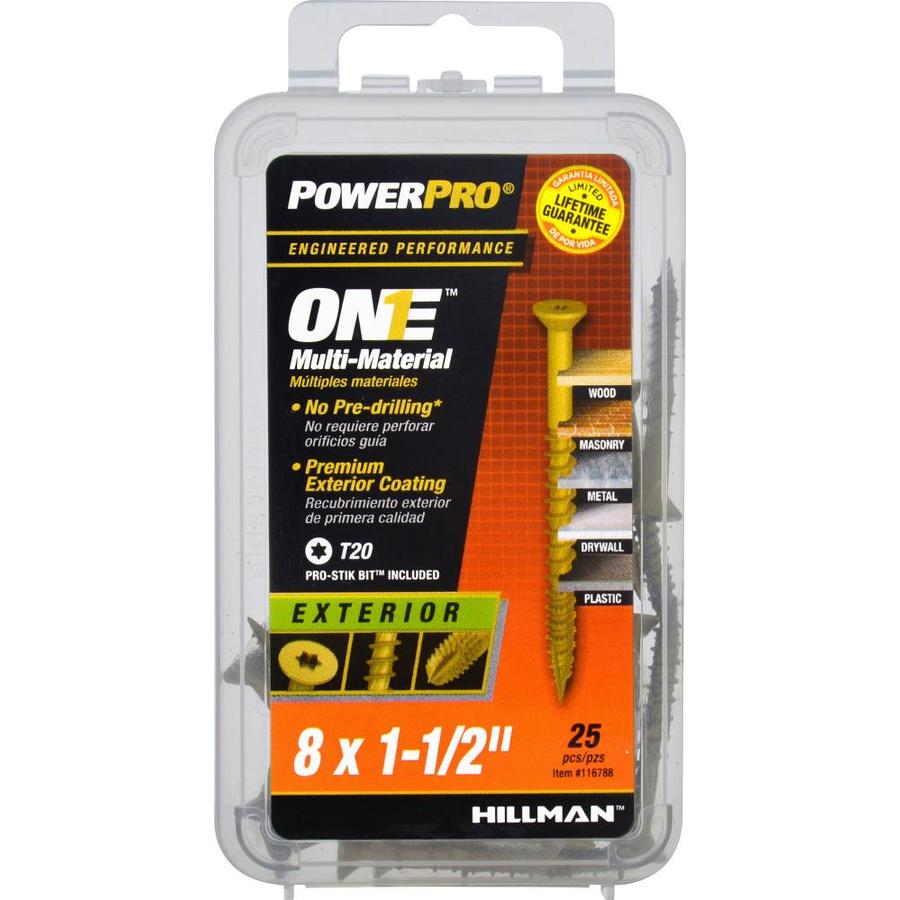 Hillman 116788 PowerPro One Exterior Multi-Material Screws, #8x1-1/2", 25-Pack