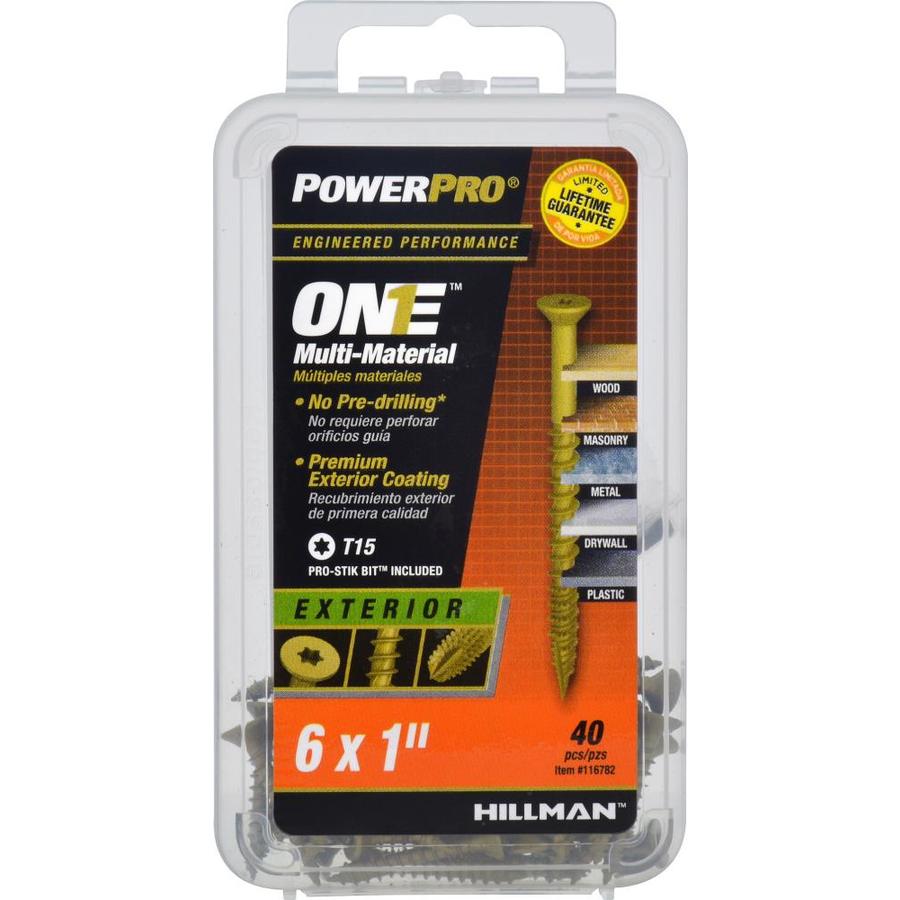 Hillman 116782 PowerPro One Exterior Multi-Material Screws, #6 x 1", 40-Pack