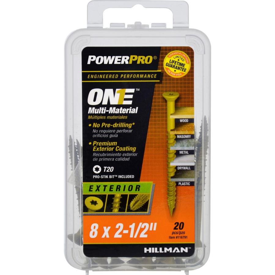 Hillman 116791 PowerPro One Multi-Material Exterior Screws, #8x2-1/2", 20-Pack