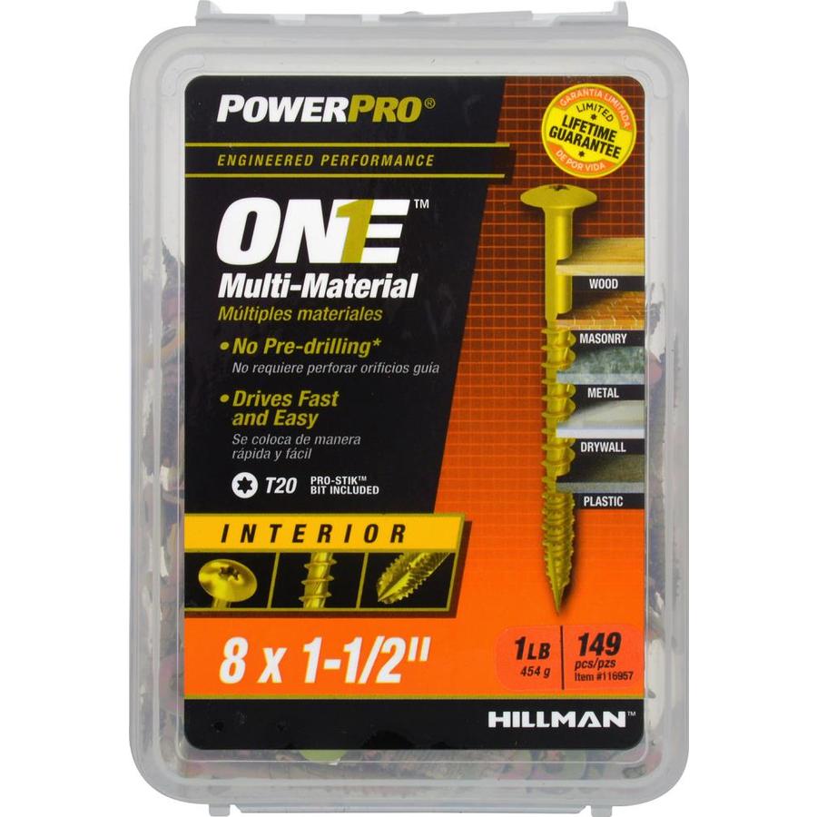 Hillman 116957 PowerPro One Multi-Material Interior Screw, #8x1-1/2", 149-Pack