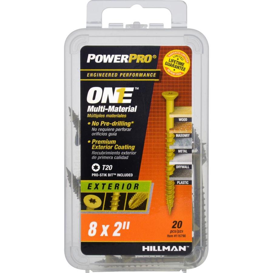 Hillman 116790 PowerPro One Multi-Material Exterior Screws, #8 x 2", 20-Pack