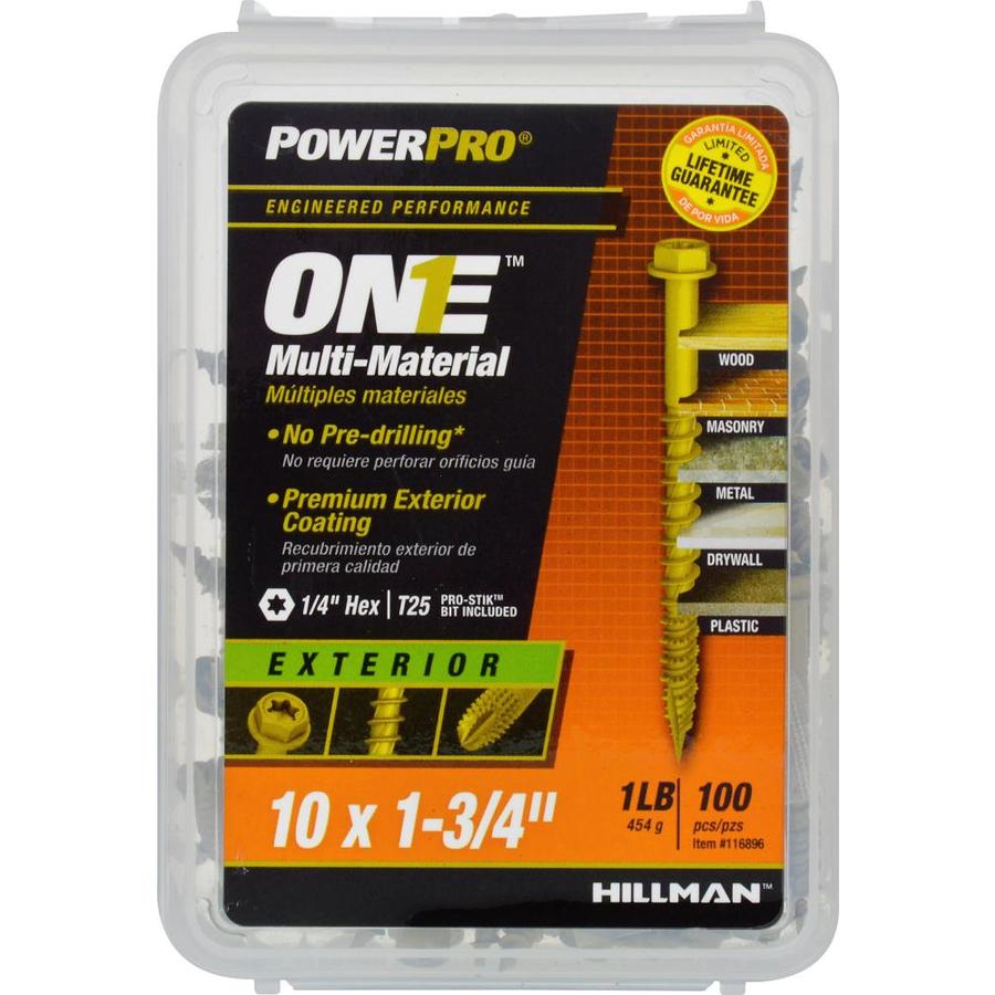 Hillman 116896 PowerPro One Multi-Material Exterior Screw #10x1-3/4", 100-Pack