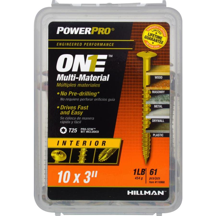 Hillman 116968 PowerPro One Multi-Material Interior Screws, #10 x 3", 61-Pack