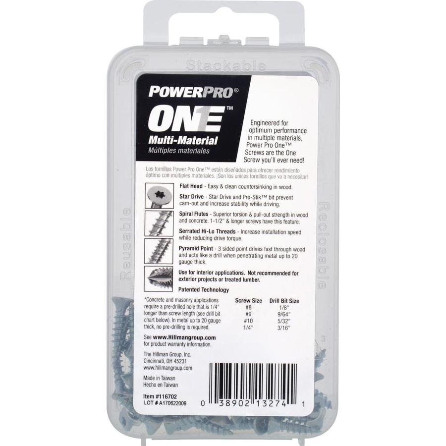 Hillman 116702 PowerPro One Multi-Material Interior Screw, #6 x 5/8", 50-Count