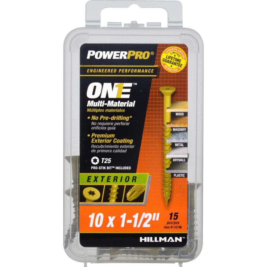 Hillman 116798 PowerPro One Multi-Material Exterior Screw, #10 x 1.5", 15-Pack