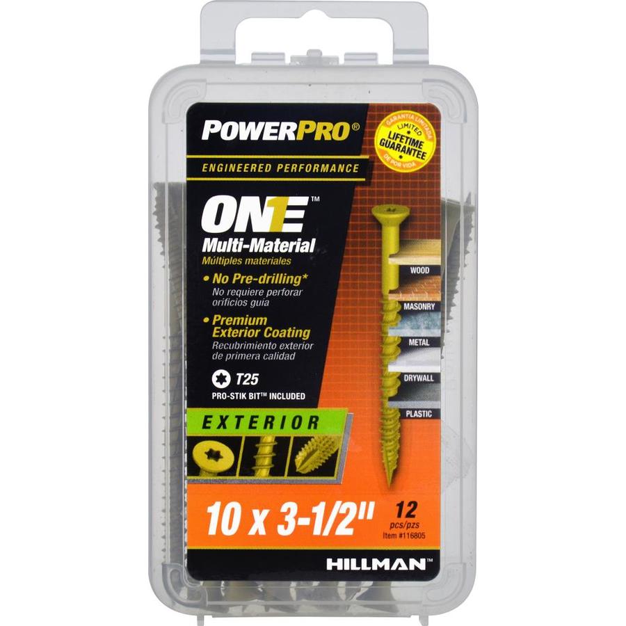 Hillman 116805 PowerPro One Multi-Material Exterior Screw, #10 x 3.5", 12-Pack