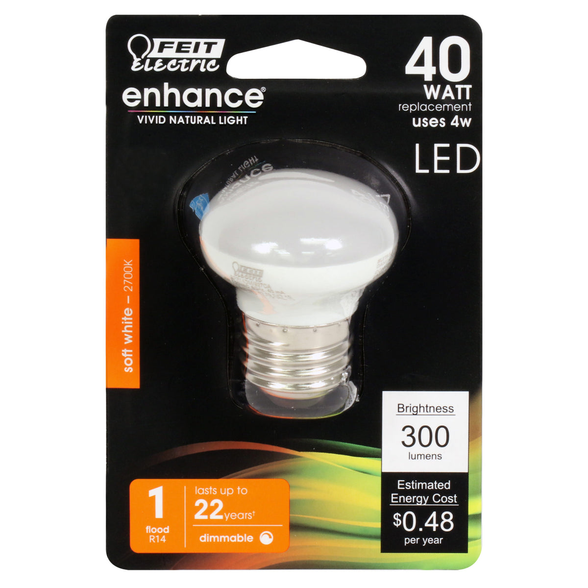 Feit Electric BPR14DM/927CA Dimmable R14 LED Bulb, 4W, Soft White, 300 Lumen