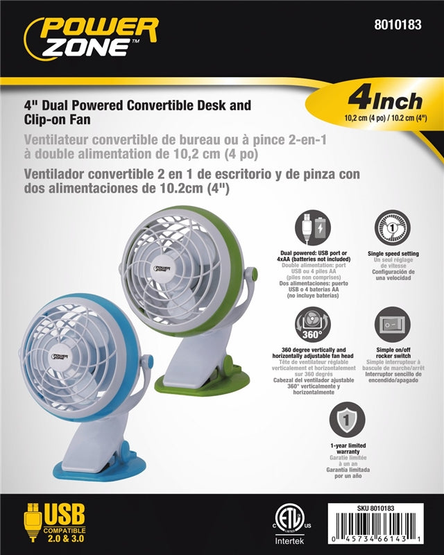 Power Zone QT-U409-D Clip-On Fan, 4"