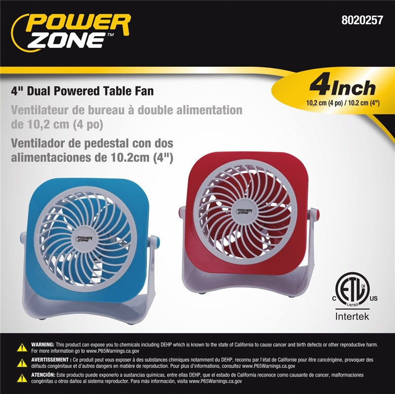 Power Zone QT-U403B Dual Powdered Table Fan, 2 Speeds, Plastic