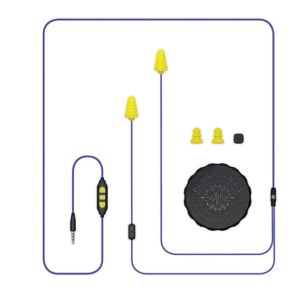 Plugfones PGP-UY Guardian Plus Wired Earphone, Blue/Yellow