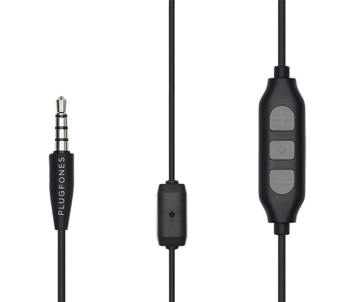 Plugfones PGP-BB Guardian Plus Earphone w/ Foam & Silicon Tip, Black/Gray, 54"