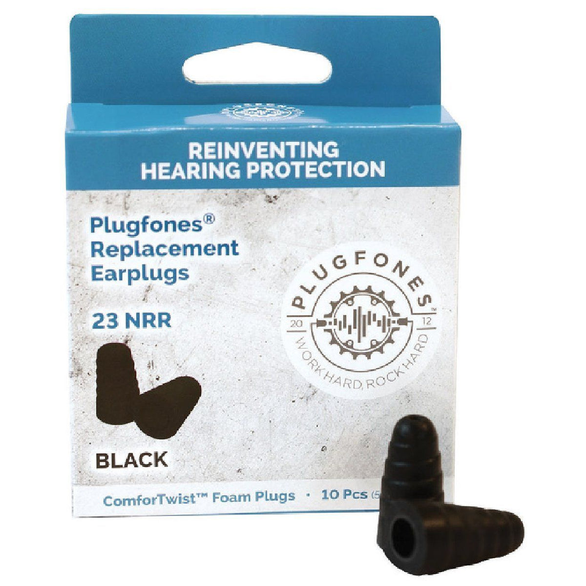 Plugfones PRP-FB10 ComforTwist Replacement Foam Ear Plug, Black, 23 dB, 5-Pair