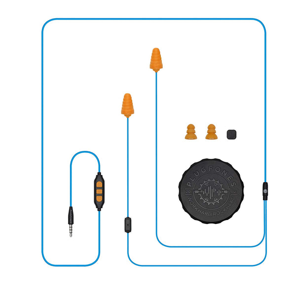 Plugfones PGP-UO Guardian Plus Wired Earphone, Blue/Orange