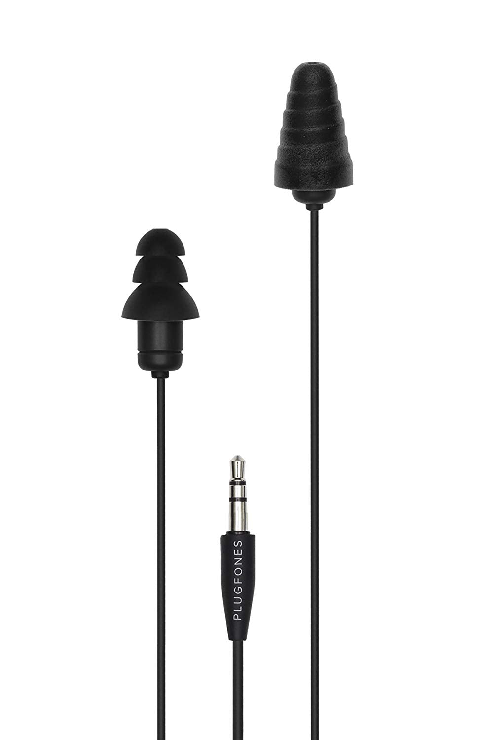 Plugfones PG-BB Guardian Wired Earphone with Foam & Silicon Tips, Black, 54"