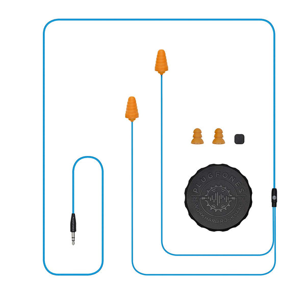 Plugfones PG-UO Guardian Wired Earphone, Light Blue/Orange