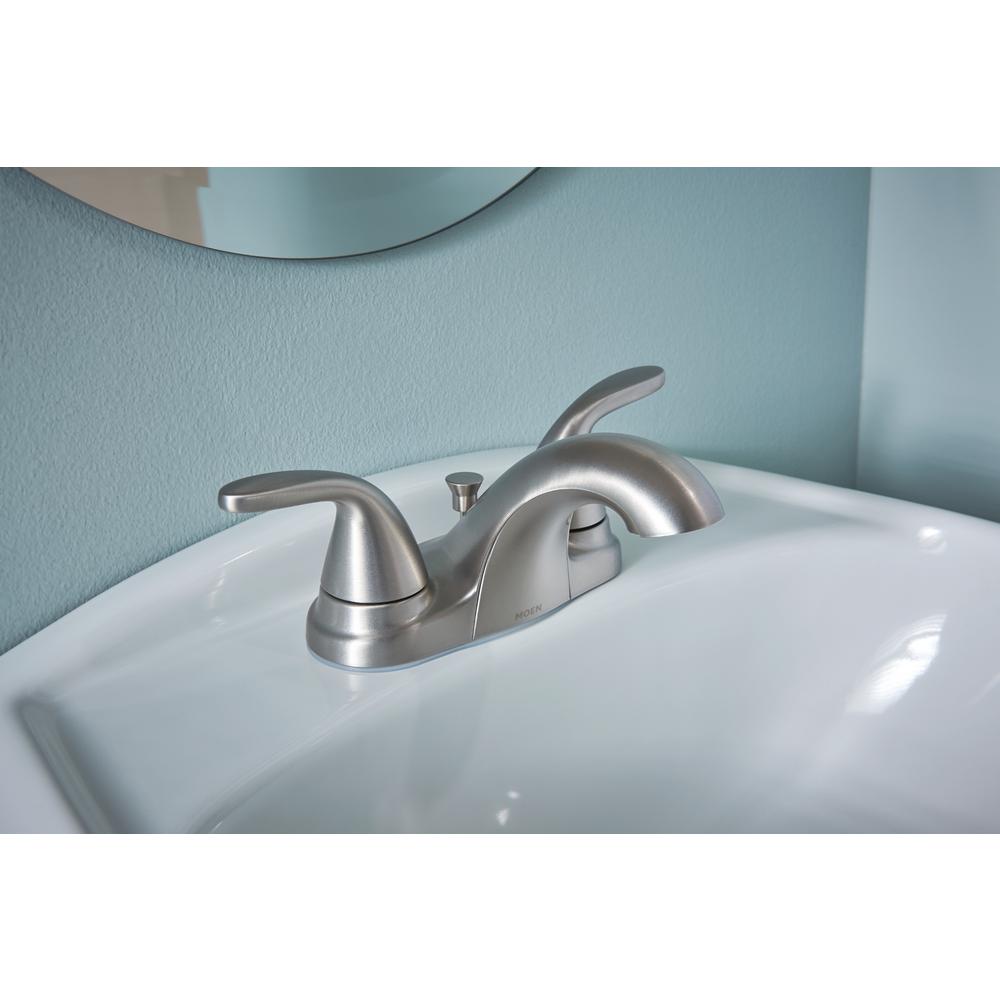 Moen 84603SRN Adler Two-Handle Low-Arc Bathroom Faucet, Brushed Nickel