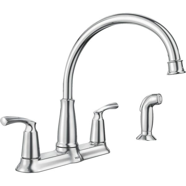 Moen 87403 Bexley Two-Handle High Arc Kitchen Faucet with Side Spray, Chrome