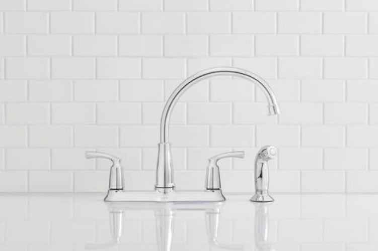 Moen 87403 Bexley Two-Handle High Arc Kitchen Faucet with Side Spray, Chrome