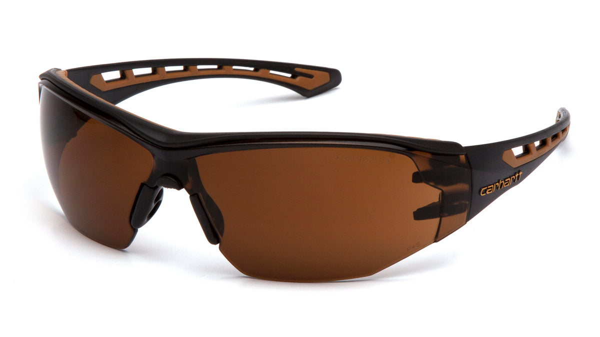 Carhartt CHB818ST Easley Sandstone Bronze Anti-Fog Lens Glasses, Black/Tan Frame