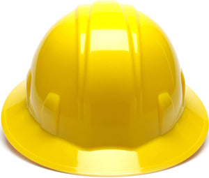 Pyramex HP24130-TV Full Brim 4-Point Ratchet Suspension Hard Hat, Yellow
