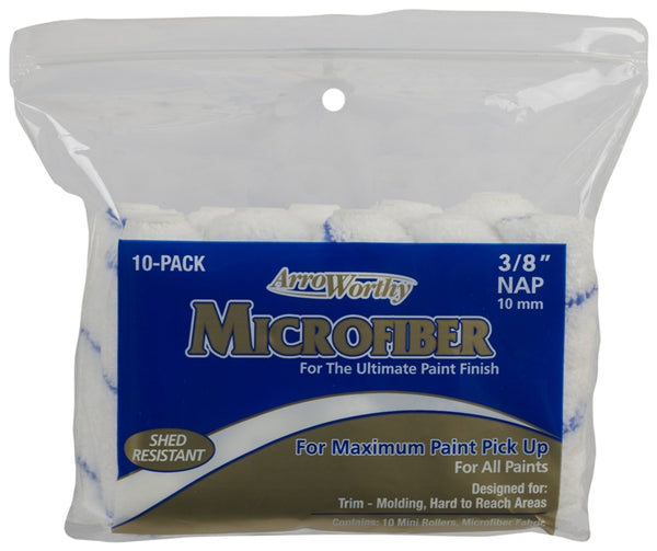 ArroWorthy 4-MFR3CK Microfiber Mini Roller Cover, 3/8" Nap x 4", 10-Pack