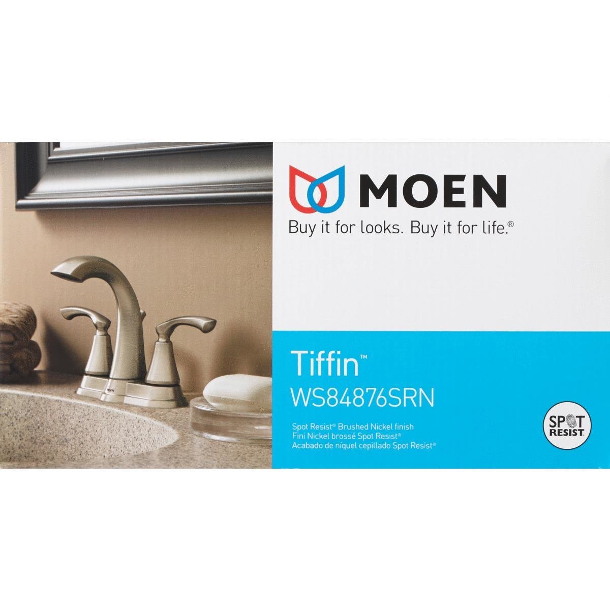 Moen WS84876SRN Tiffin Two-Handle High Arc Bathroom Faucet, Brushed Nickel