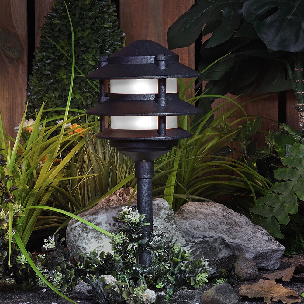 Four Seasons Courtyard TV40375 Cast-Aluminum 3-Tier LED Path Light, Black, 2.2W
