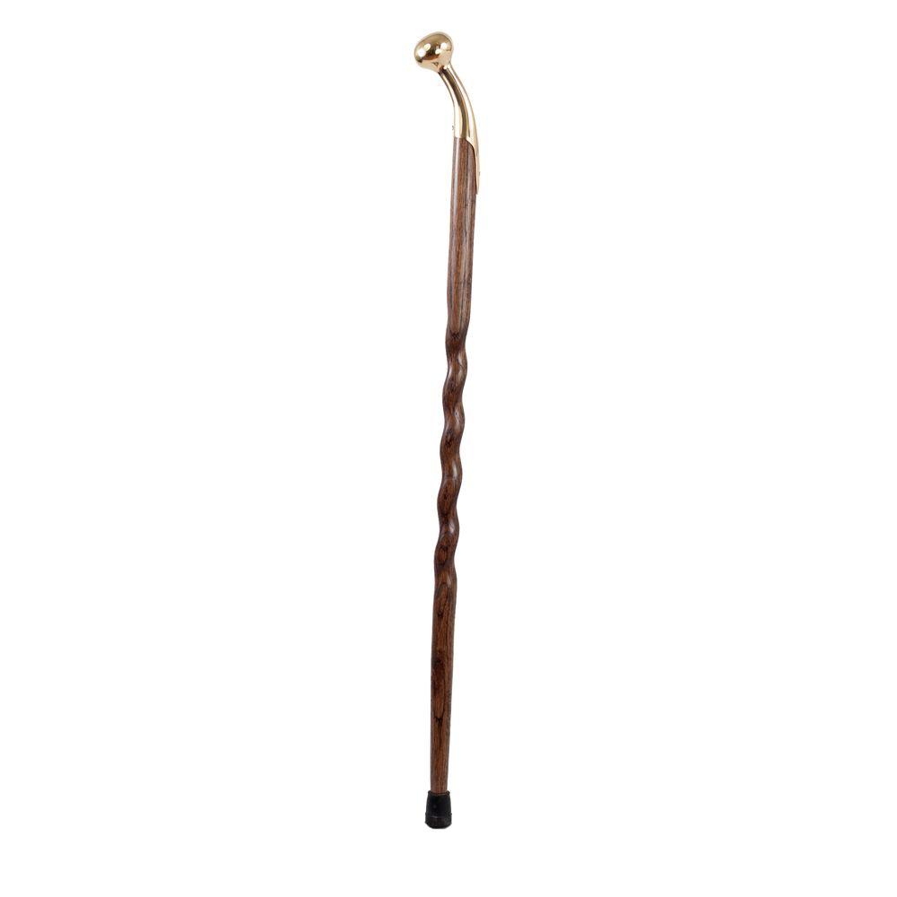 Brazos 502-3000-0239 Twisted Oak with Brass Hame Top Walking Cane, Brown, 37"
