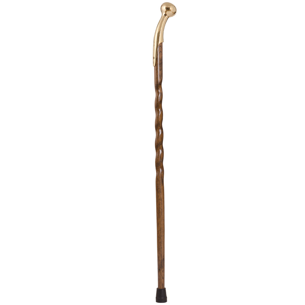 Brazos 502-3000-0239 Twisted Oak with Brass Hame Top Walking Cane, Brown, 37"