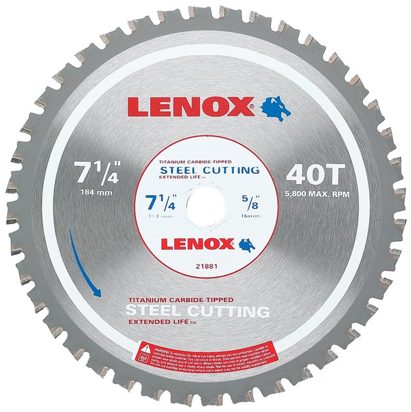 Lenox 21881ST714040CT 40 Teeth Circular Saw Blade, Titanium Carbide, 5/8" x 7-1/4"