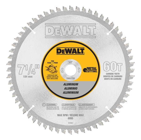 DeWalt DWA7758 Wet & Dry Metal Cutting Saw Blade, 7-1/4" Dia