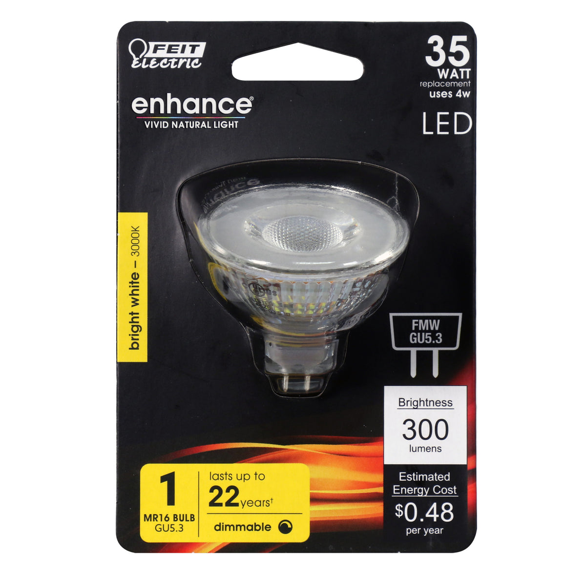 Feit Electric BPFMW/930CA Dimmable LED Bulb, 300 Lumens, 35 Watts