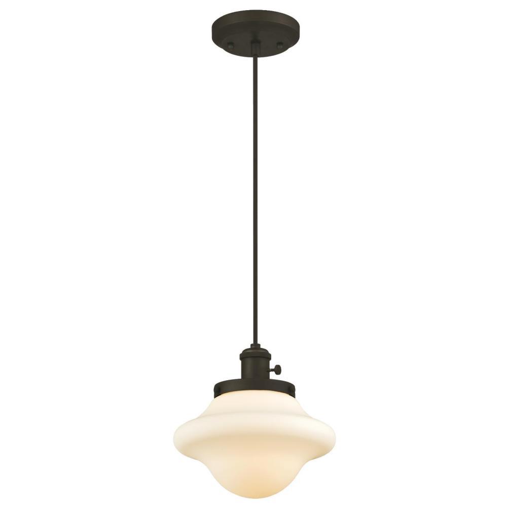 Westinghouse 63465 1-Light Mini Pendant w/ Frosted Opal Glass, Oil Rubbed Bronze