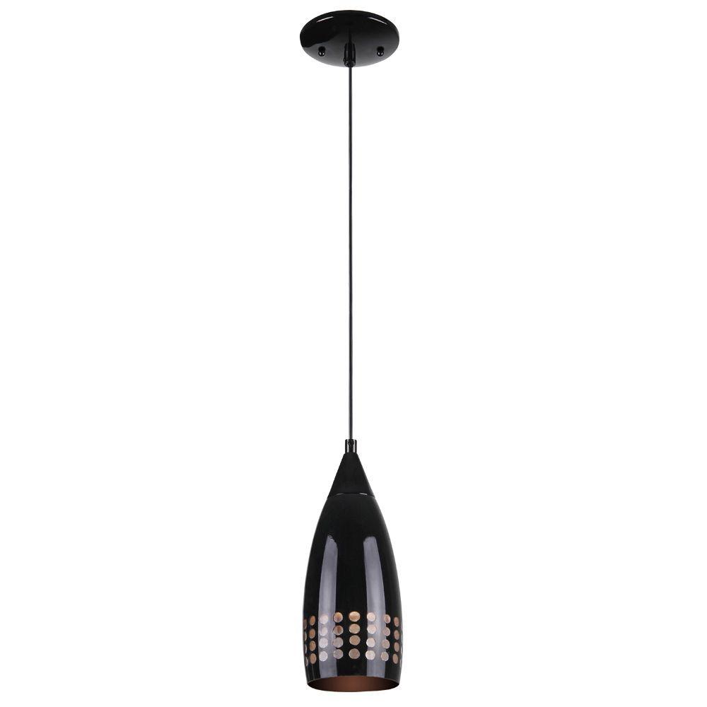 Westinghouse 61009 Adjustable Mini Pendant with Hand-Blown Glass Shade, Black