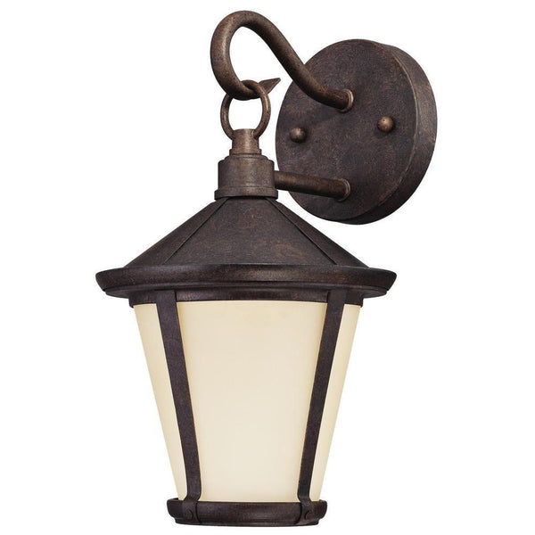 Westinghouse 62041 Darcy LED Wall Lantern w/ Amber Frosted Glass, Victorian Brze