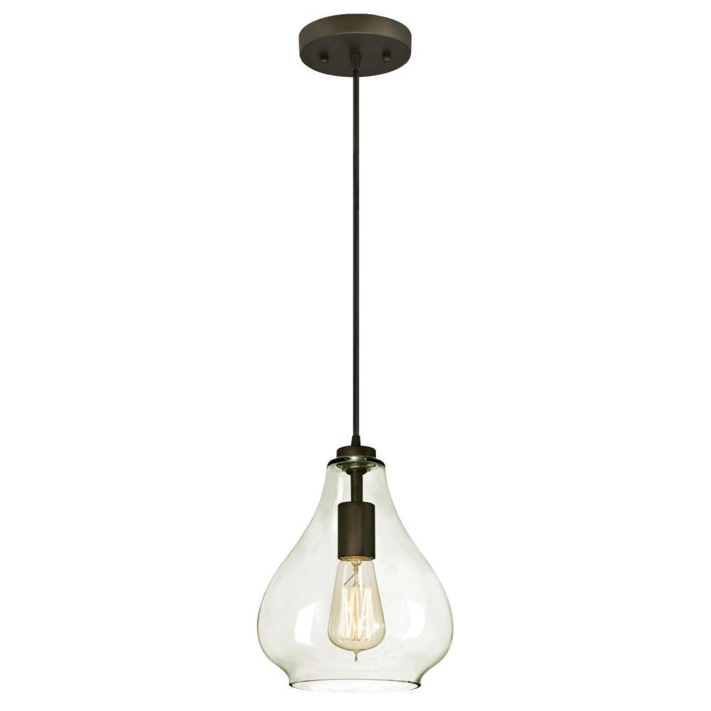 Westinghouse 61026 Adjustable Mini Pendant with Clear Glass, Oil Rubbed Bronze