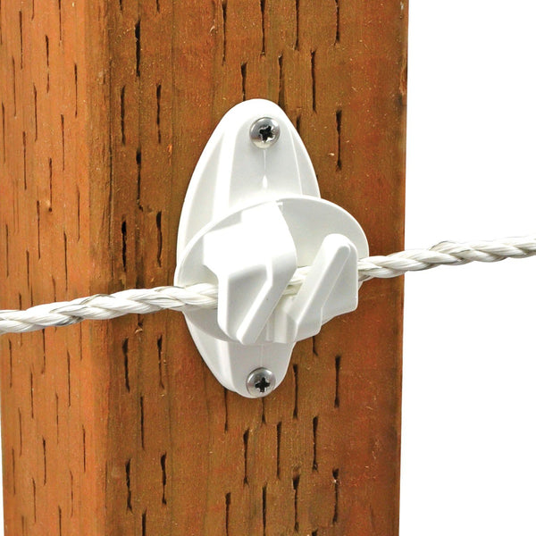 Powerfields R-CW-25-W Claw Wood Post Insulator, White, 25-Pack