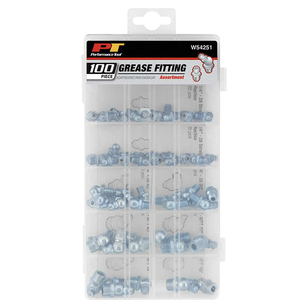 Performance Tool W54251 Standard Grease Fittings, Assorted, 100-Pack