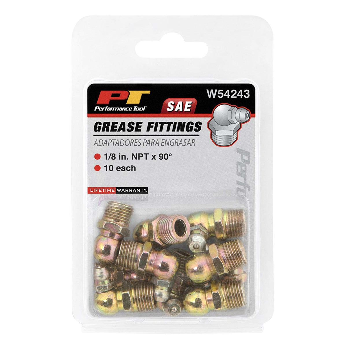 Performance Tool W54243 90-Degree Grease Fitting, 1/8" NPT, 10-Pack