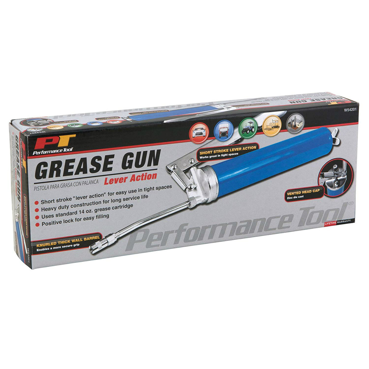 Performance Tool W54201 Lever Action Grease Gun with Positive Lock
