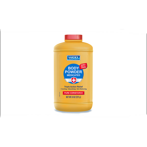 Lucky Super Soft 11366-12 Medicated Body Powder with Triple Action Relief, 8 Oz