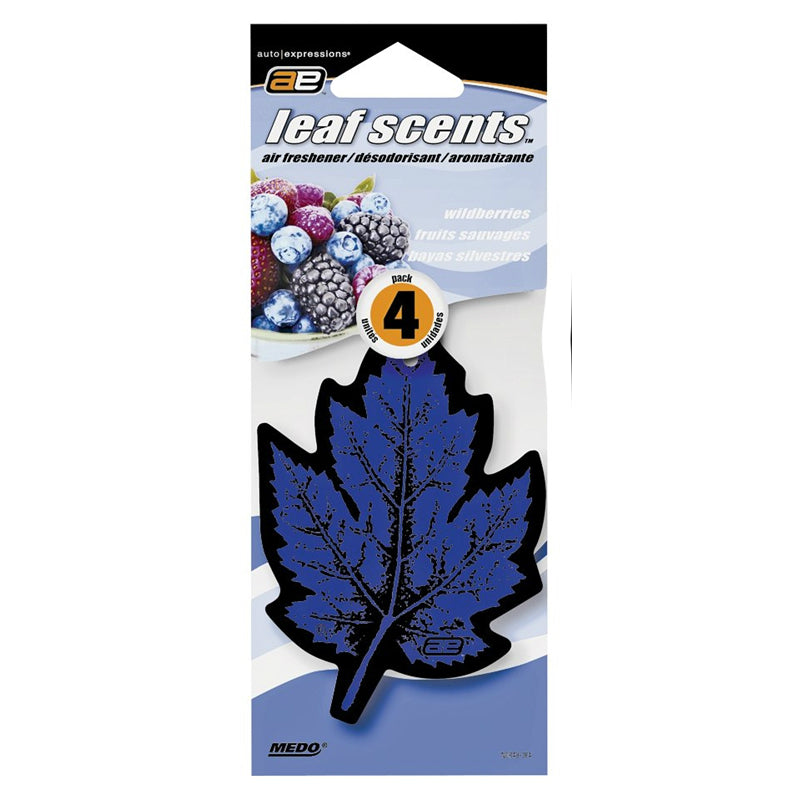 Auto Expressions NOR49 Leaf Scent Air Freshner, Wildberries, 4-Pack