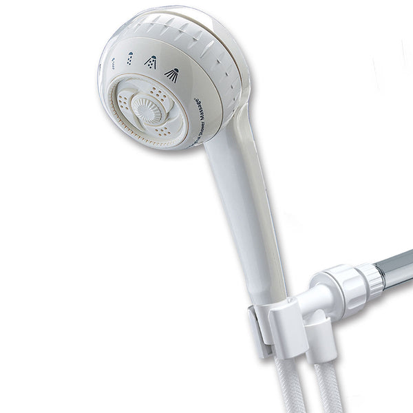 Waterpik SM-451E PowerSpray+ Shower Massage Shower Head w/ 4-Spray, White, 2 GPM