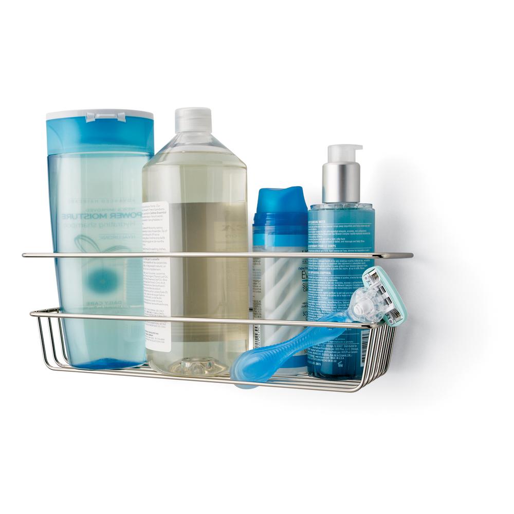 Command BATH31-SN-ES Shower Bath Caddy with Prep Wipe & 4 Strips, Satin Nickel