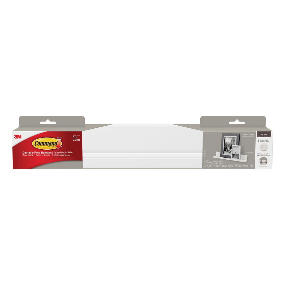 Command HOM21Q-ES Picture Ledge with 10 Strips, Quartz, 21"