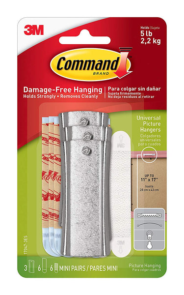 Command 17047-3ES Universal Picture Hangers, Large, 3-Pack
