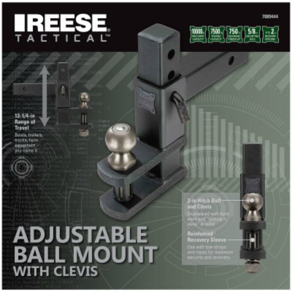Reese Tactical 7089444 Ball Mount With Clevis, 7500 Lbs